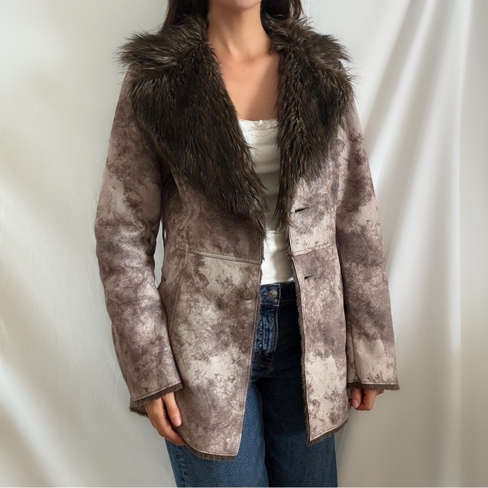 Vintage penny lane fur trimmed coat jacket eclectic large Allen Schwartz indie